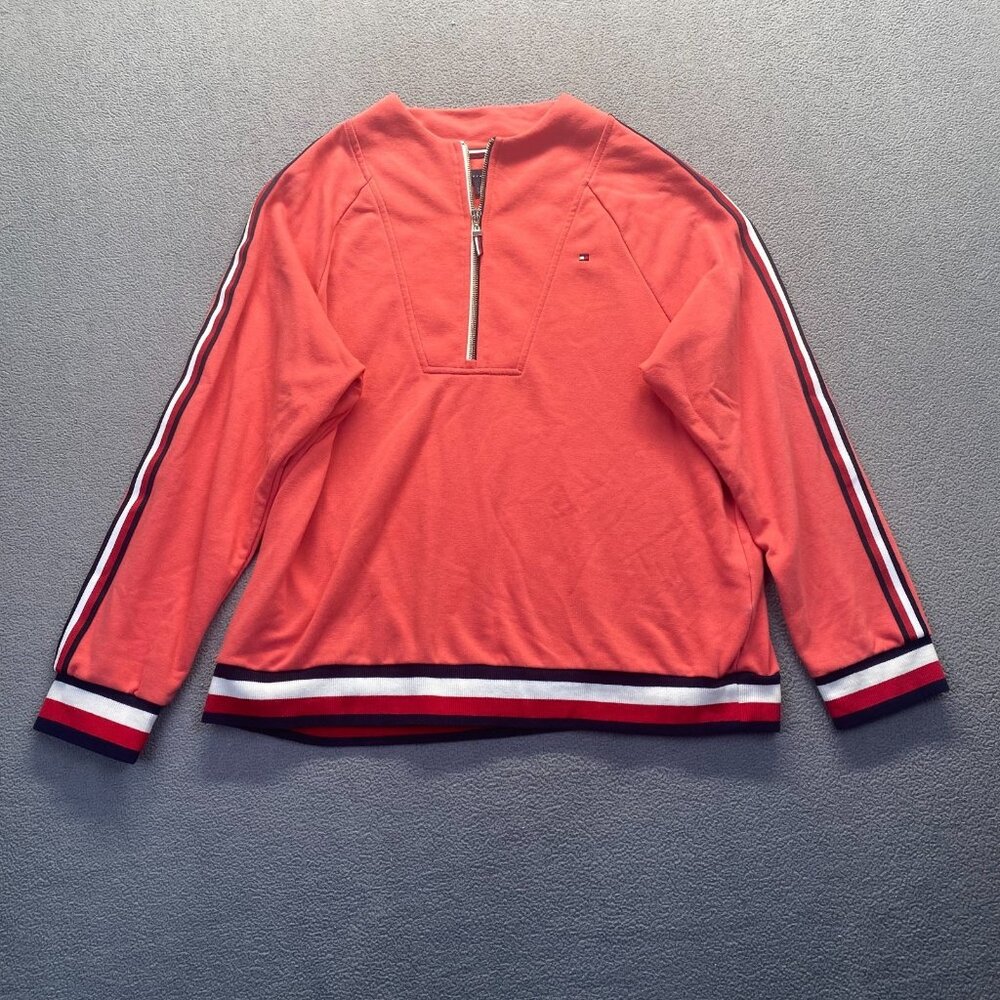 Tommy Hilfiger Size XL TG/XG Funnel Neck Pullover Quarter Zip Sweatshirt
